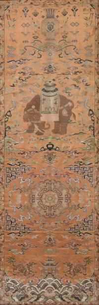 A Set of Four Chinese Embroidered Silk Wall Panels Each 59 1/2 x 19 1/2 inches. — LATE QING DYNASTY