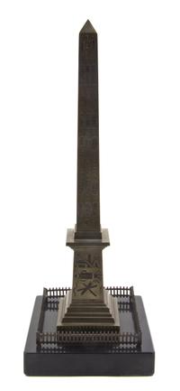 A Grand Tour Bronze and Marble Obelisk, Height 12 1/2 inches.