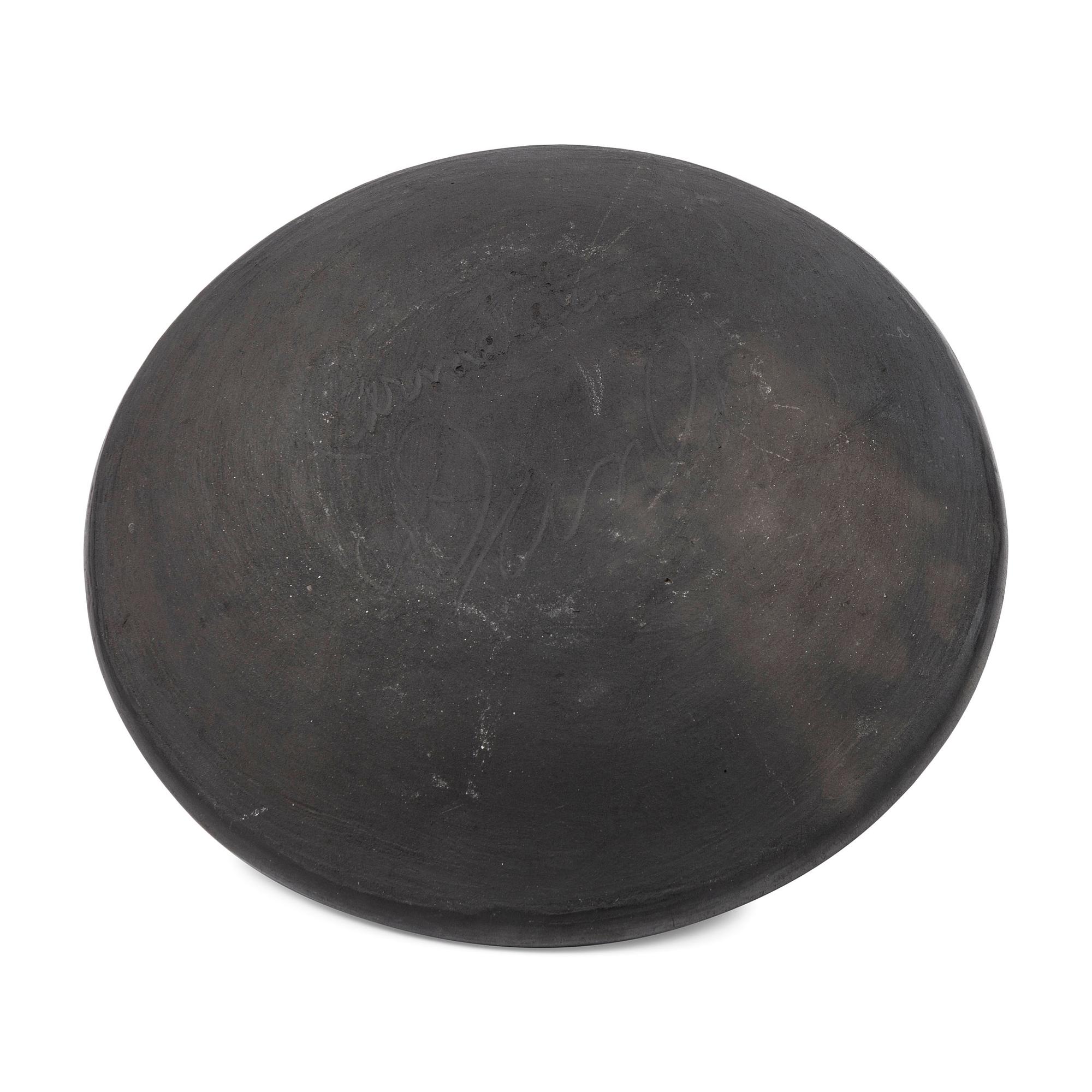 Blackware Plate, with Repeating Feather Design