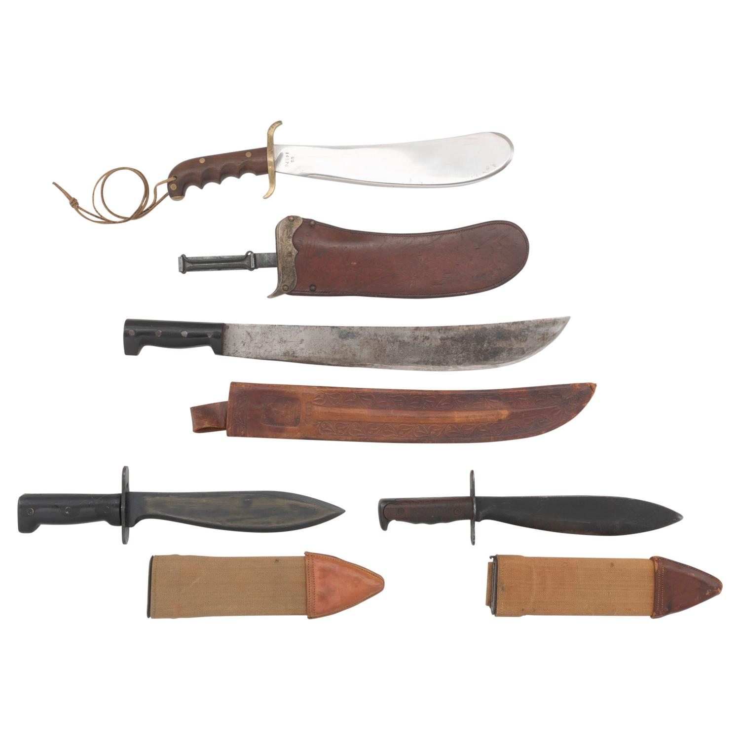 Group of Early 20th Century US Military Bolos & a Collins Machete