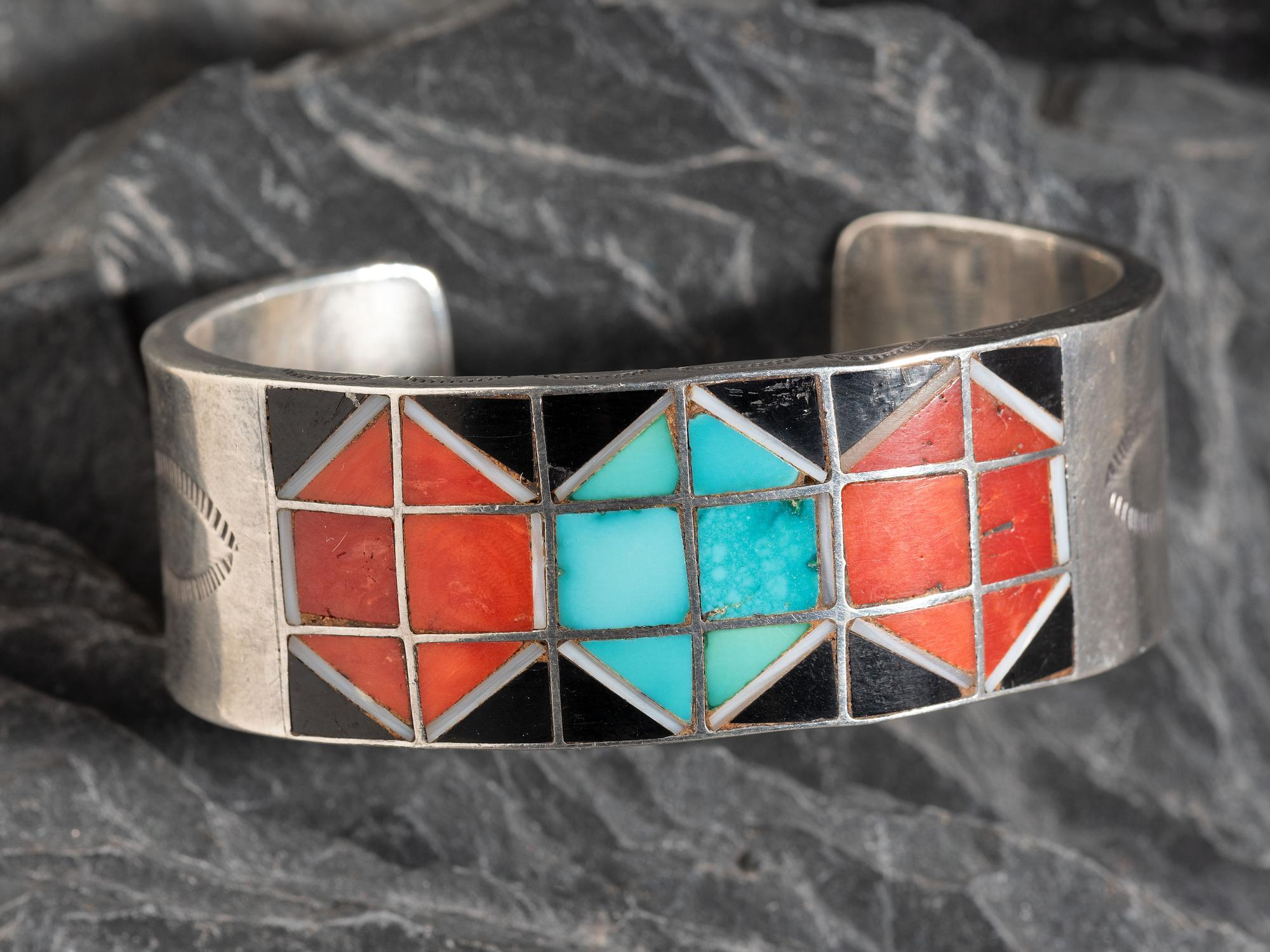 Zuni Flush Channel Inlay Cuff Bracelet