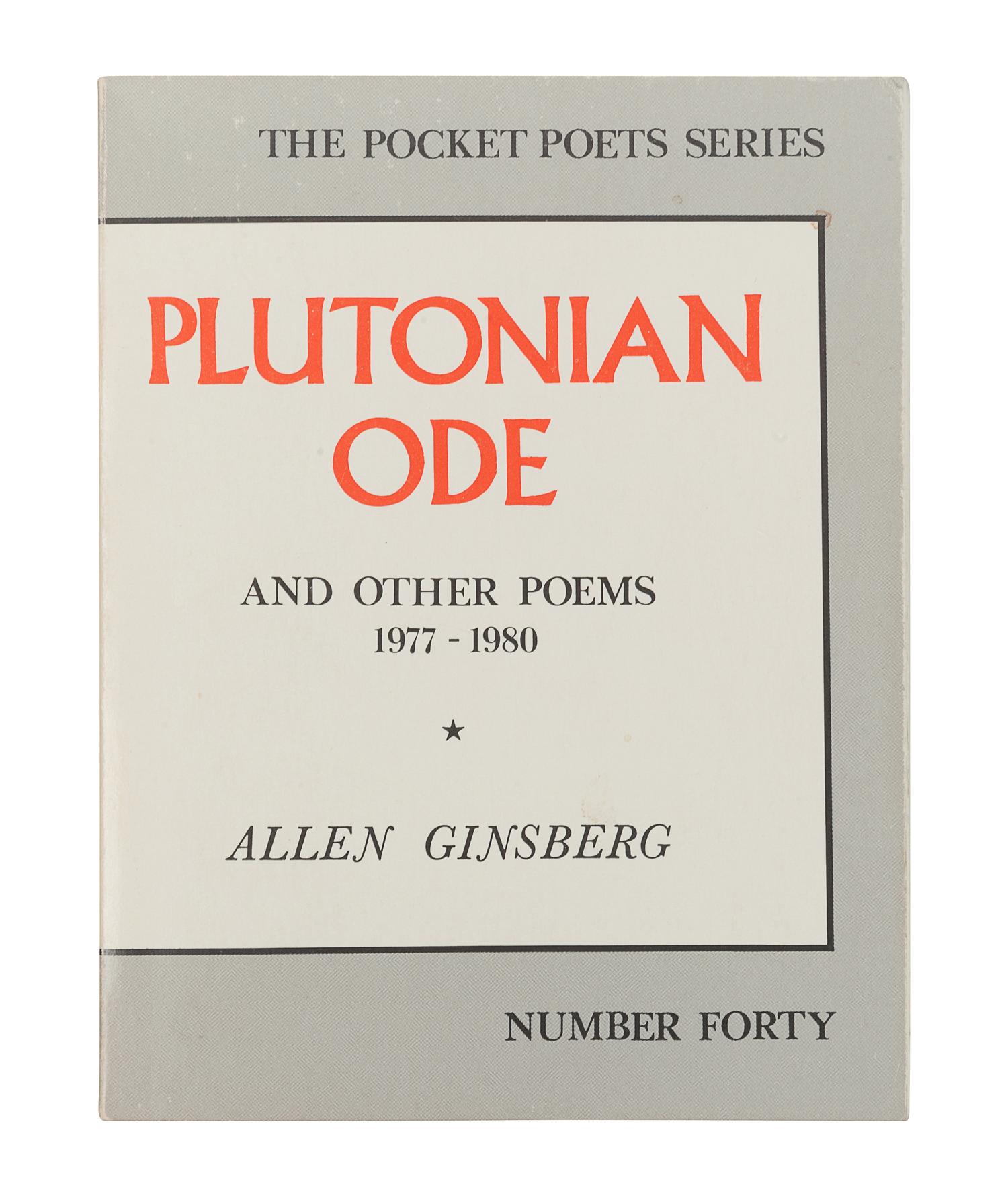 GINSBERG, Allen (1926-1997). Plutonian Ode and Other Poems . San Francisco: City Lights Bookstore, 1982.