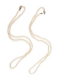 TWO CULTURED PEARL AND DIAMOND NECKLACES