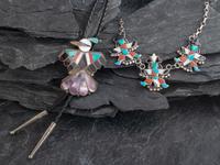 Zuni Channel Inlaid Necklace and Bolo Tie
