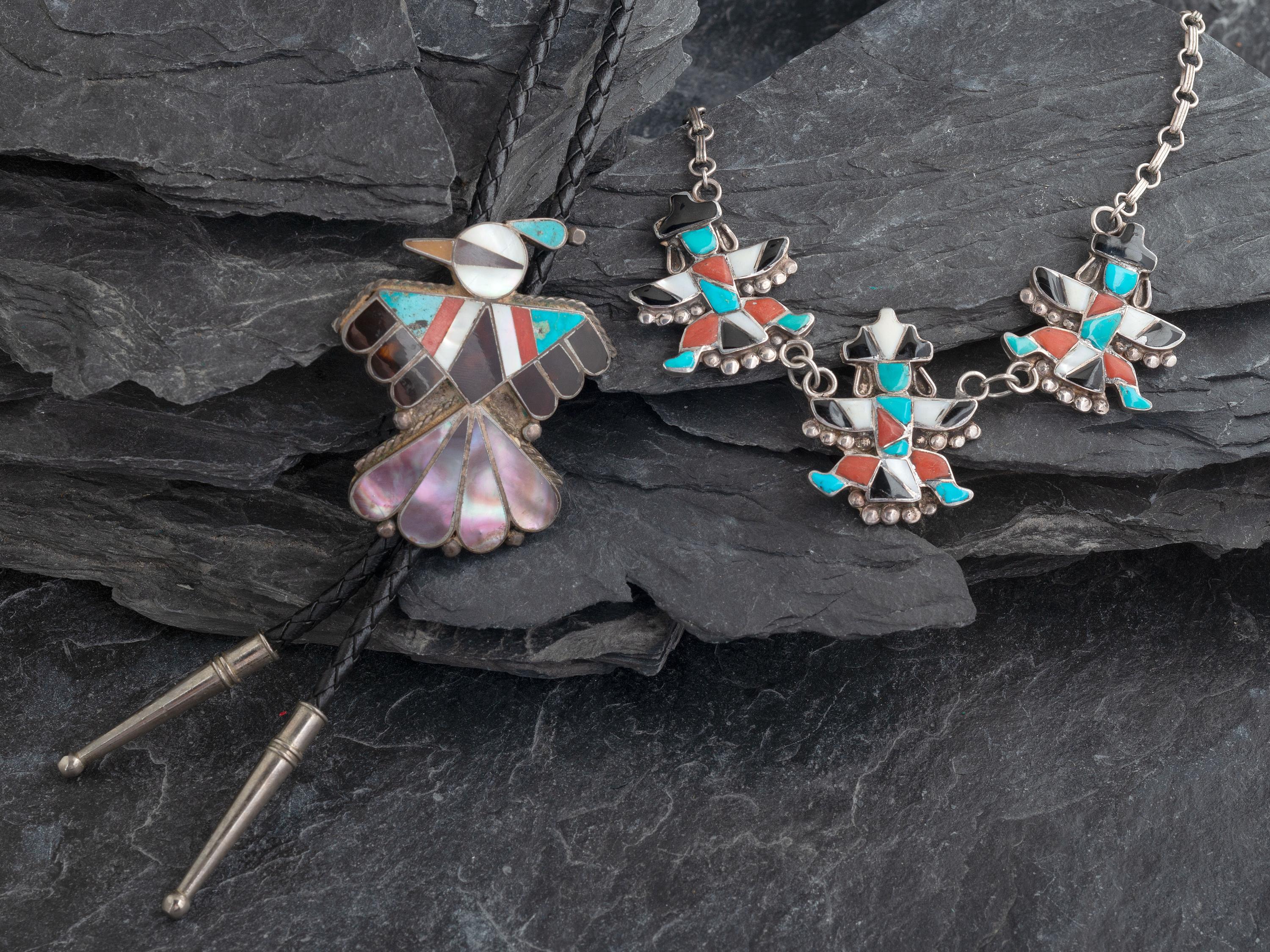 Zuni Channel Inlaid Necklace and Bolo Tie