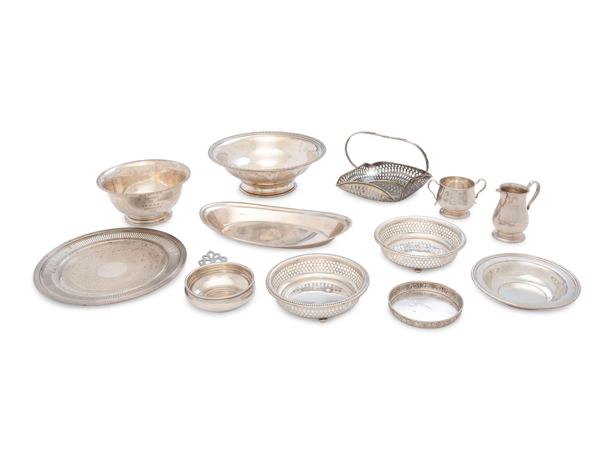 Twelve Pieces of American Silver Hollowware