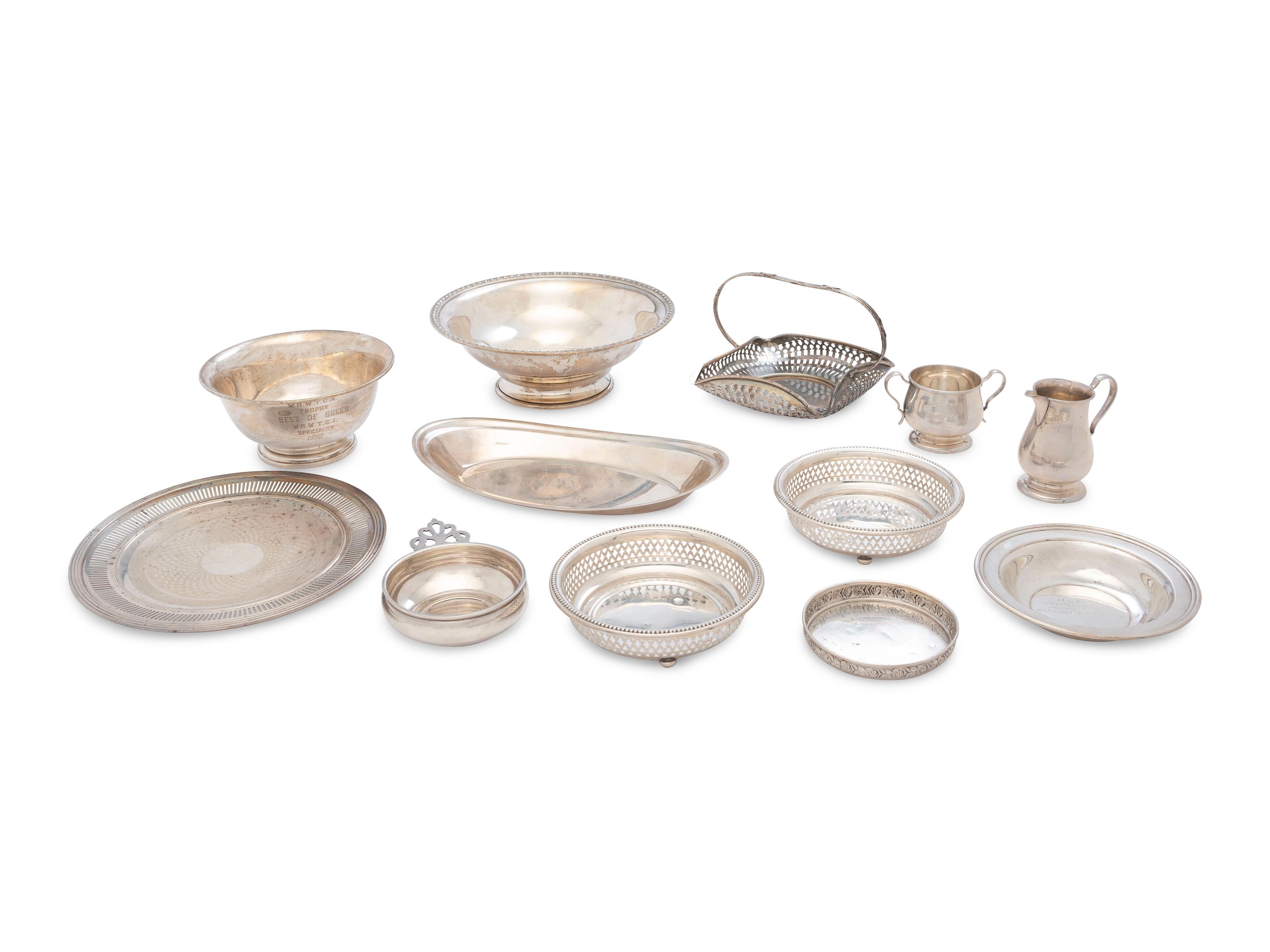 Twelve Pieces of American Silver Hollowware