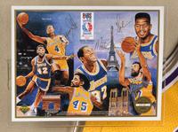 An Upper Deck Authenticated Magic Johnson Multi Signed Autograph Los Angeles Lakers Shadowbox Display,