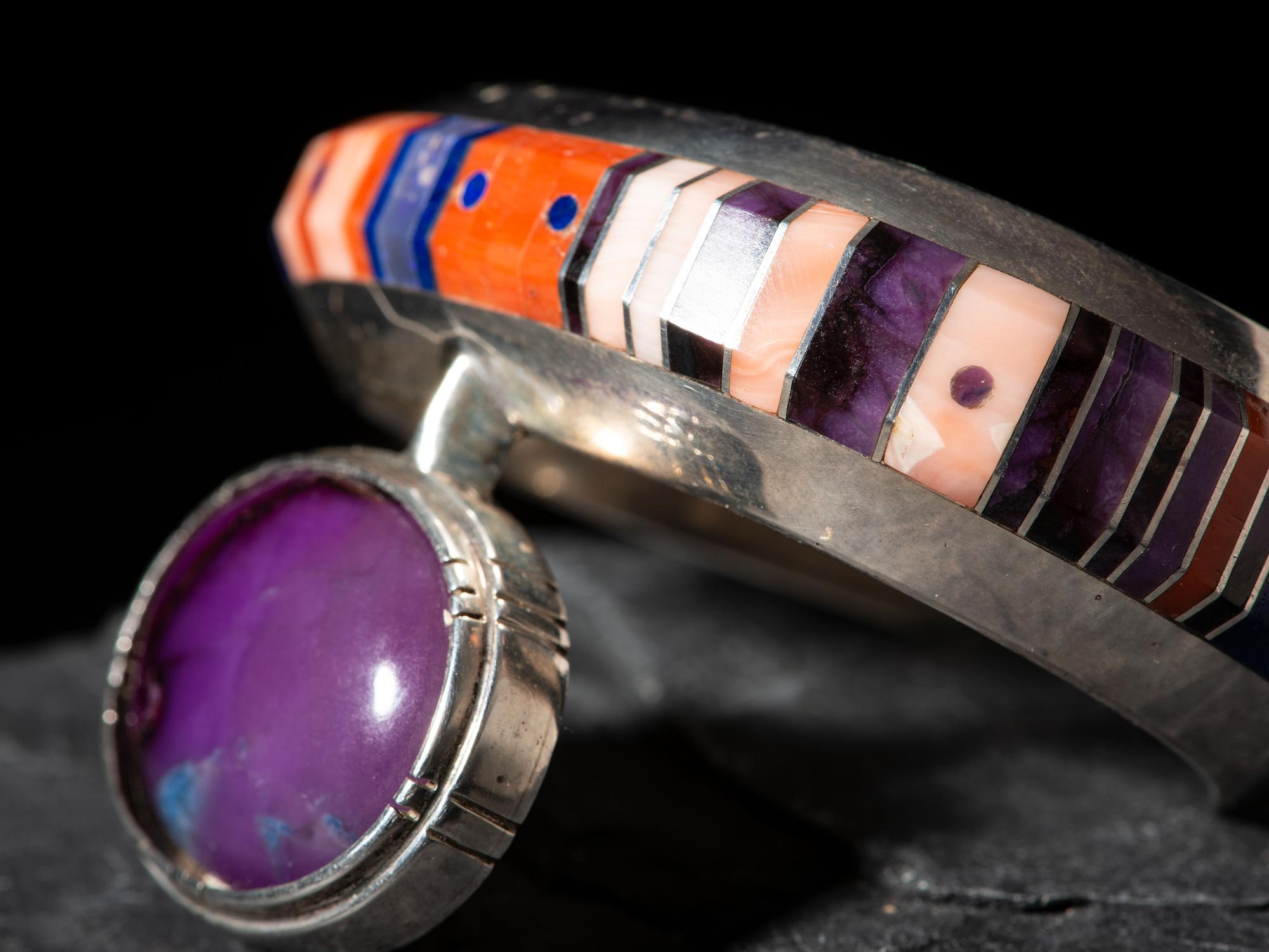 Sterling Silver and Mosaic Inlay Cuff Bracelet