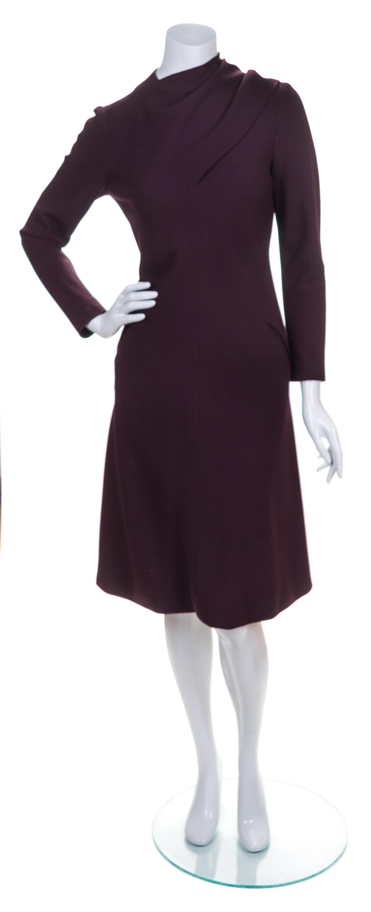 A Pauline Trigere Burgundy Dress,