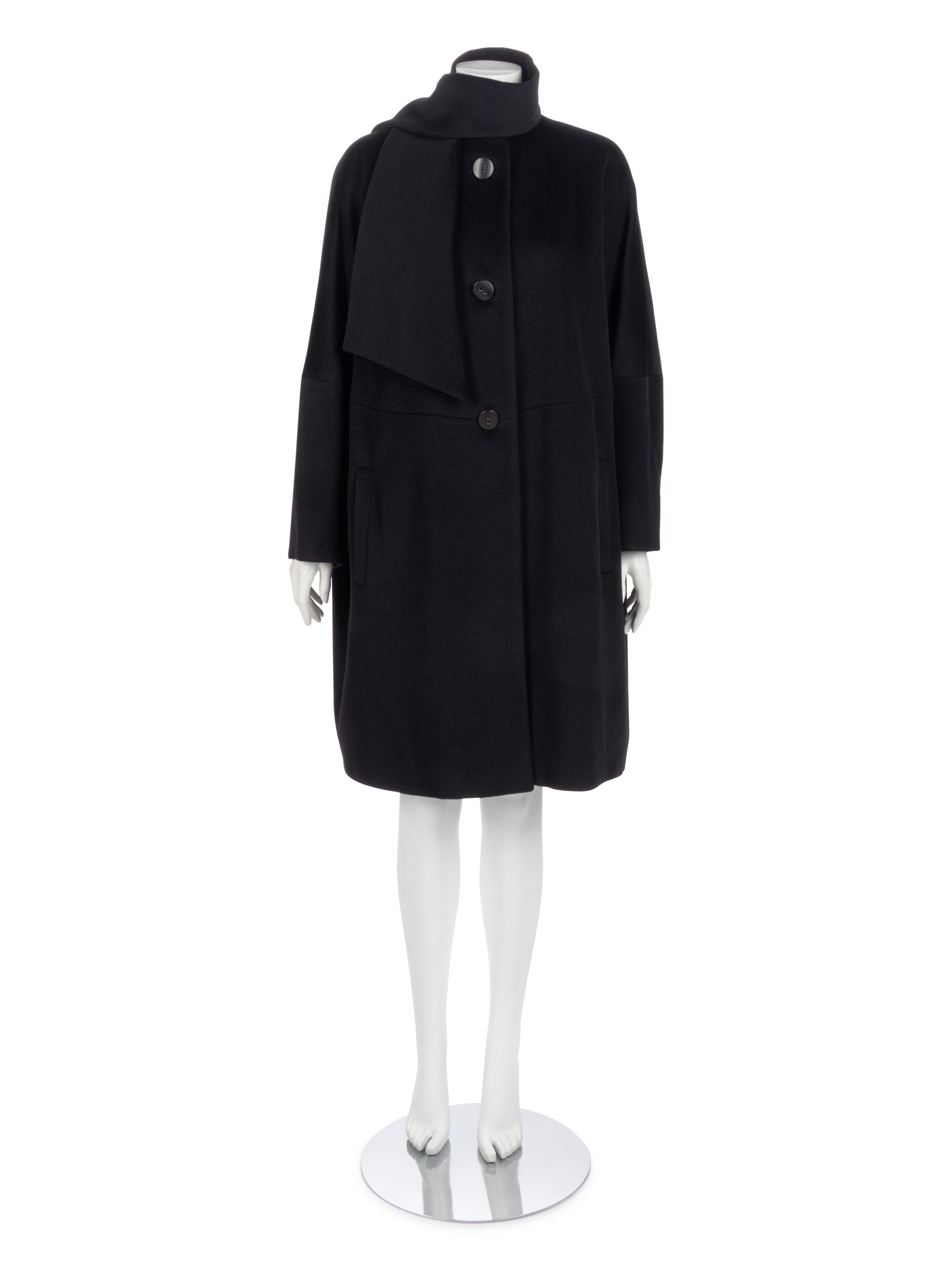 Dejac Black Cashmere Wool Coat with Scarf, 2010s