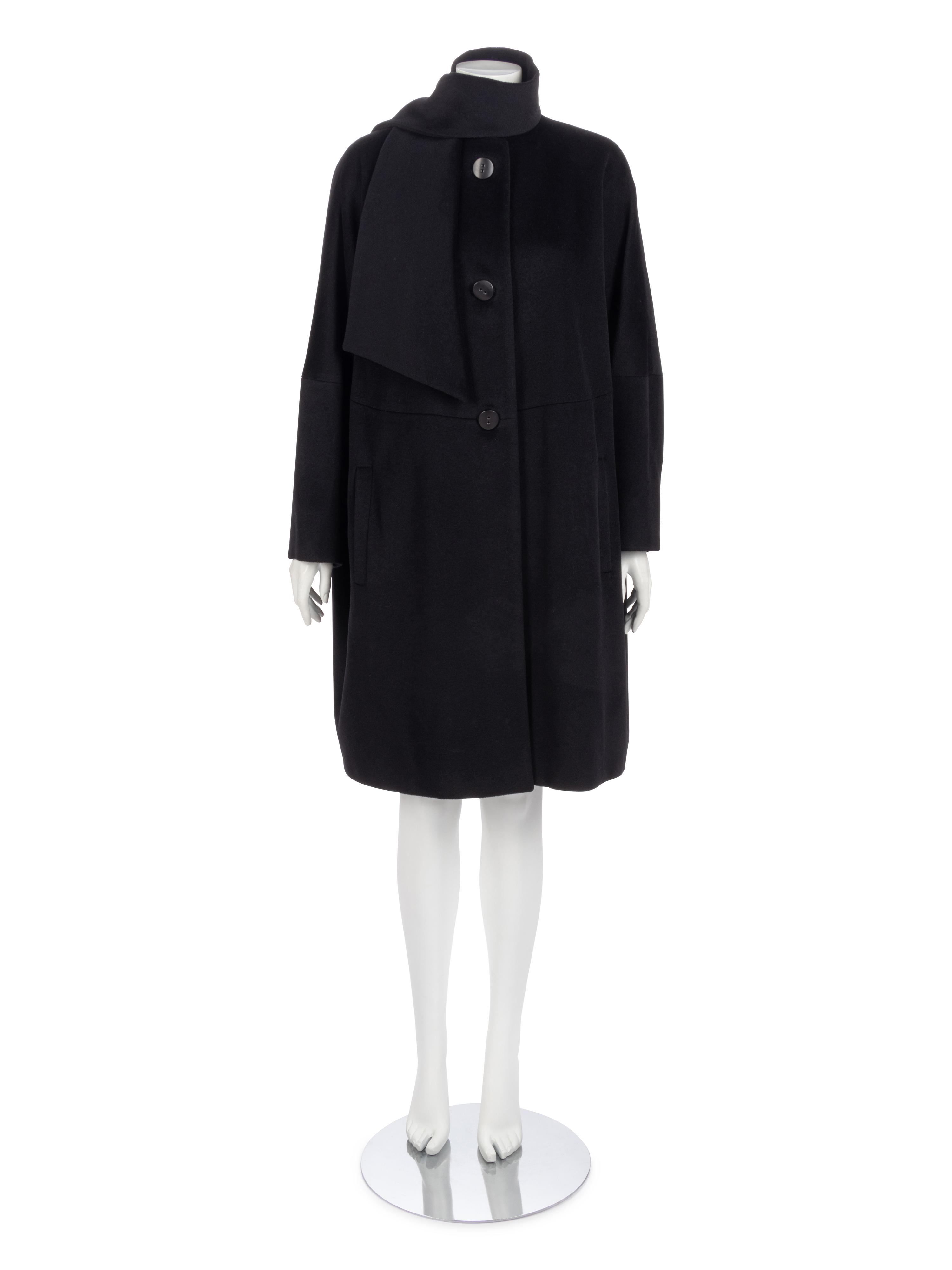 Dejac Black Cashmere Wool Coat with Scarf, 2010s