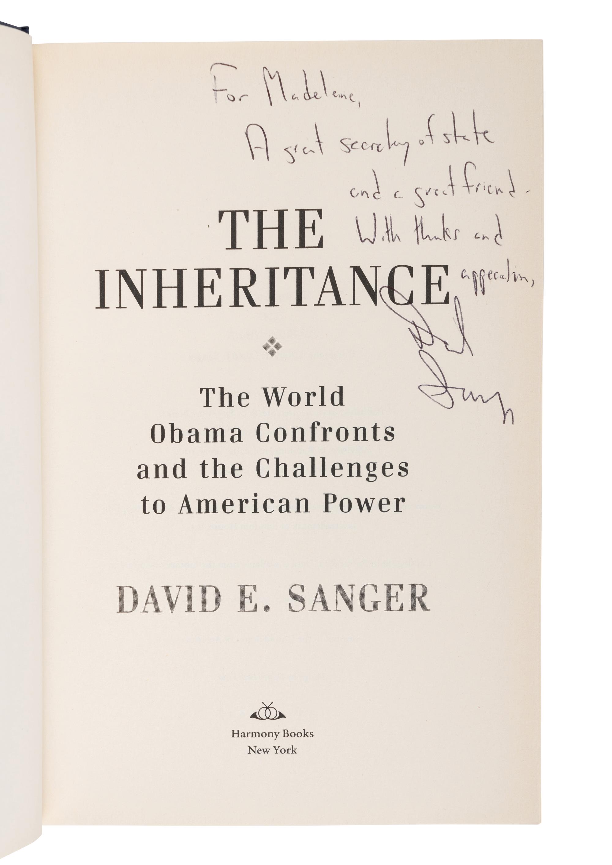 AMERICAN FOREIGN POLICY A group of 9 works, most FIRST EDITIONS INSCRIBED TO SECRETARY ALBRIGHT:
