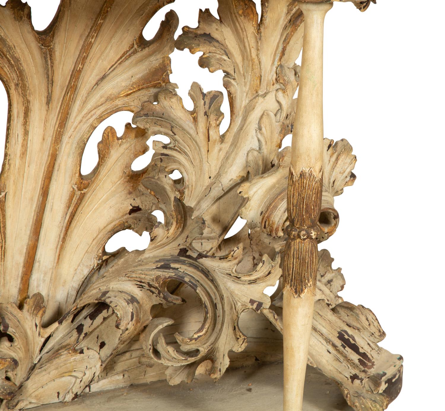 An Italian Cream and Green-Painted and Parcel Gilt Console Table