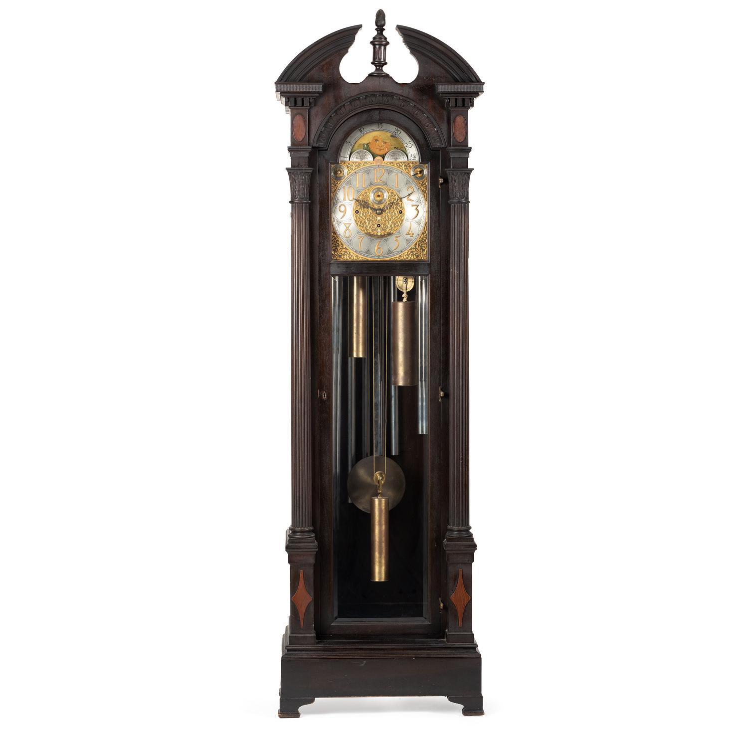 An American Mahogany Nine-Tube Tall Case Clock by Colonial Mfg. Co.