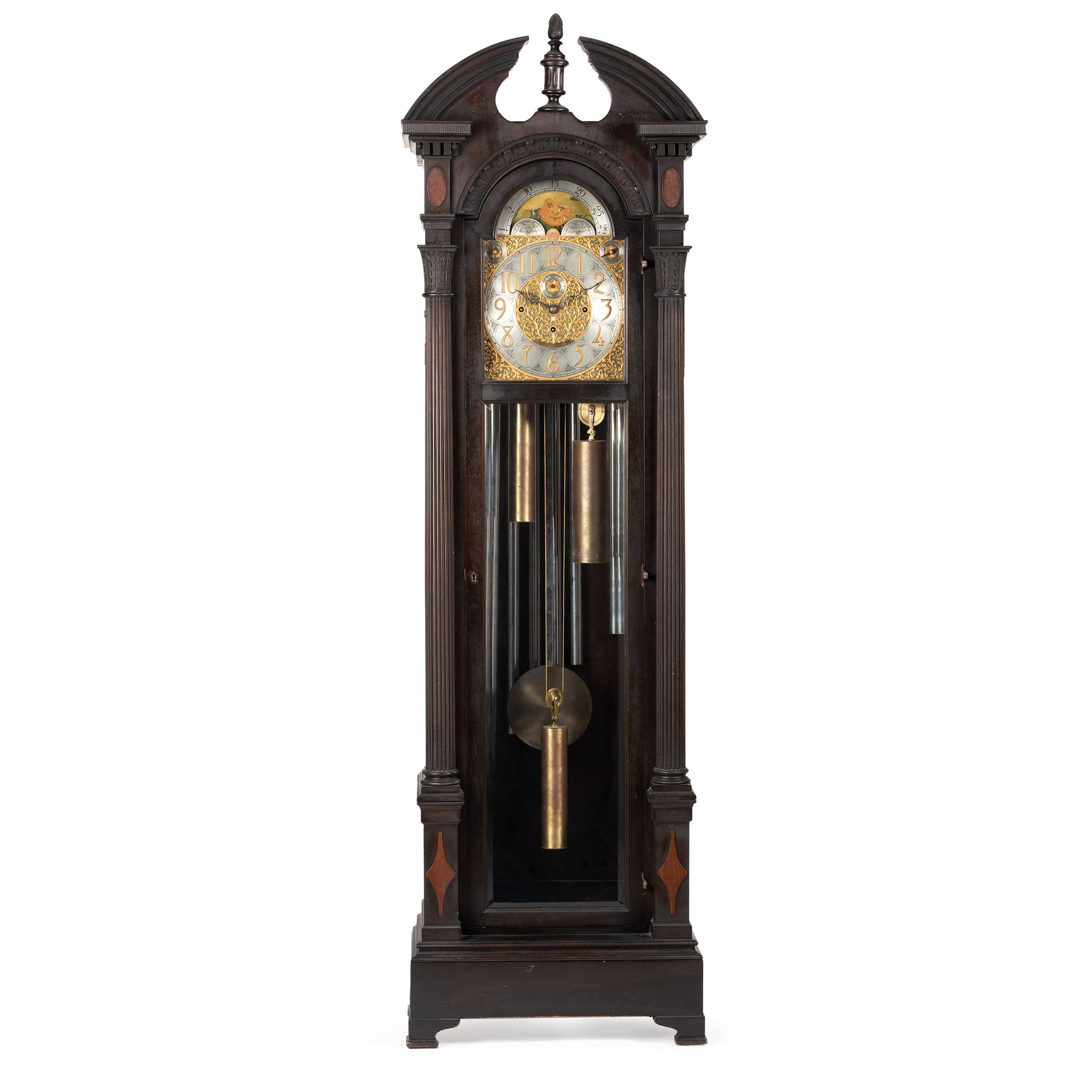 An American Mahogany Nine-Tube Tall Case Clock by Colonial Mfg. Co.