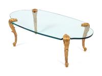 A Rococo Style Gilt-Bronze and Plate Glass Cocktail Table