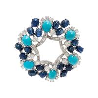 Bulgari, Sapphire, Turquoise, and Diamond Brooch