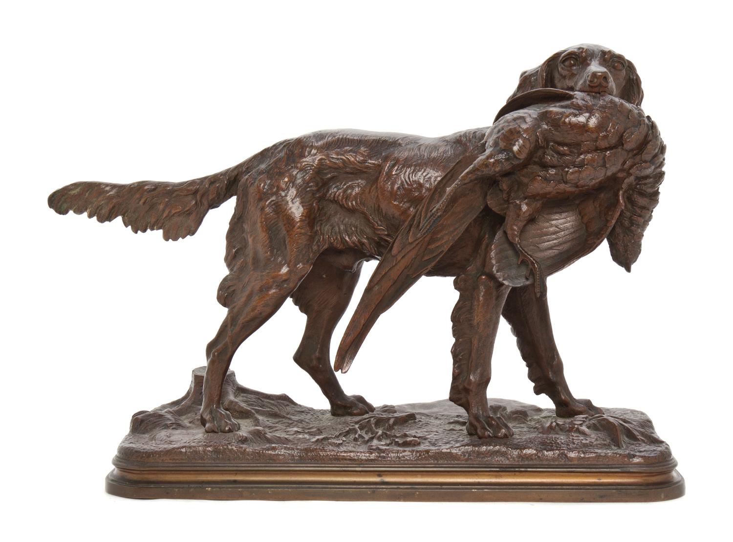 A French Bronze Animalier Figure, Alfred Dubucand (1828-1894), Width 14 1/2 inches.