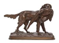 A French Bronze Animalier Figure, Alfred Dubucand (1828-1894), Width 14 1/2 inches.