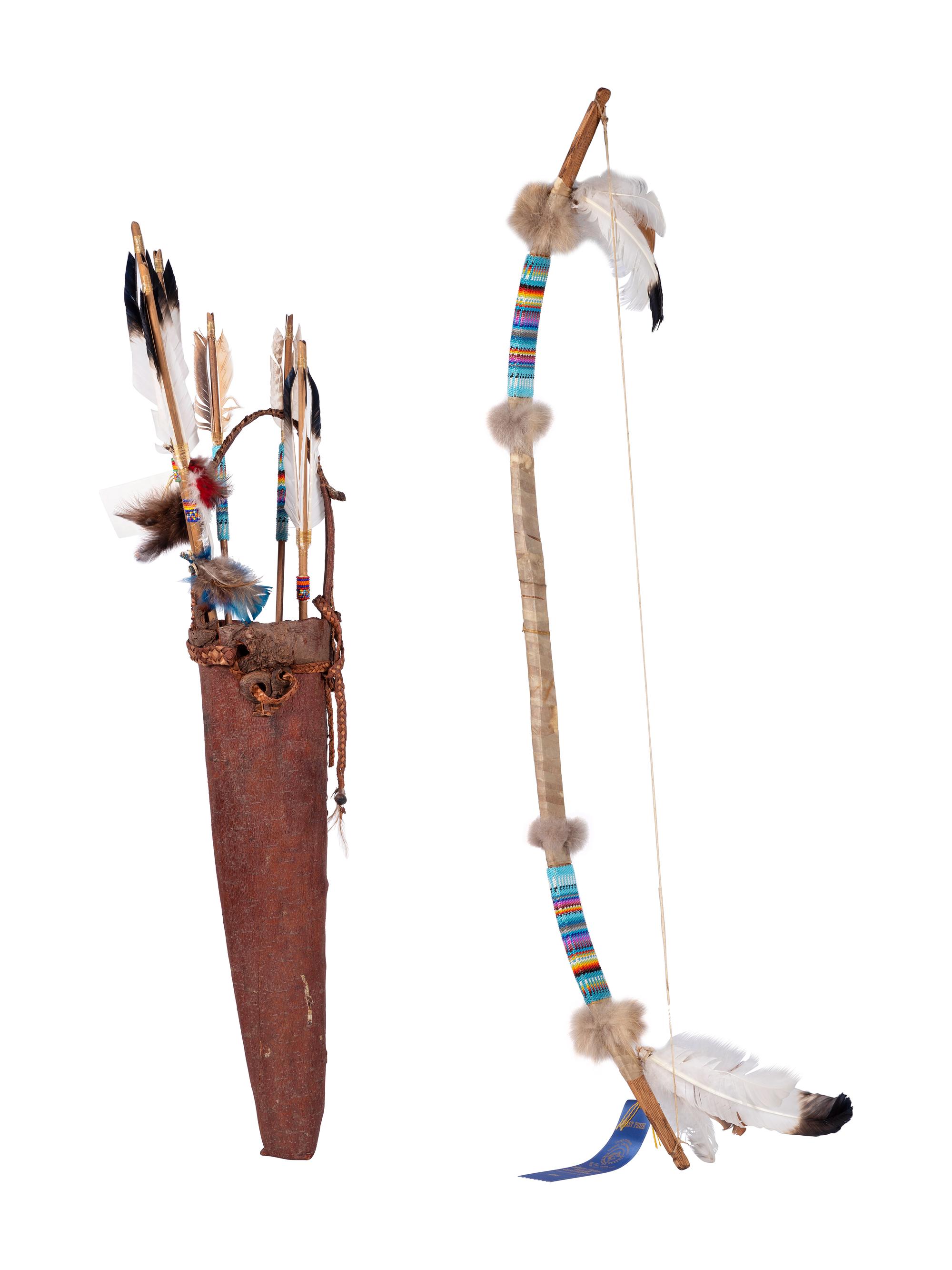 Award Winning Beaded Bow, Arrows, PLUS Birchbark Quiver