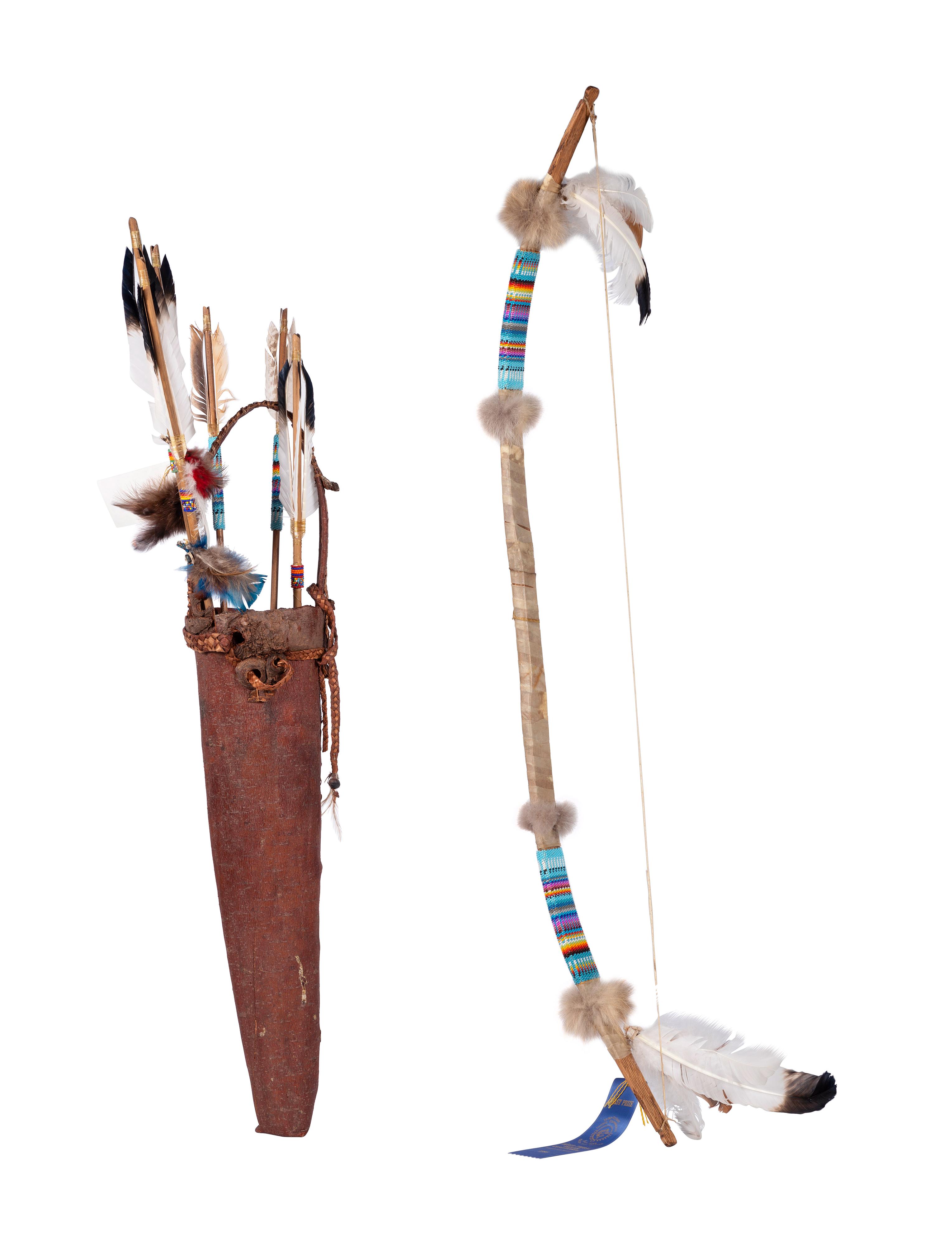 Award Winning Beaded Bow, Arrows, PLUS Birchbark Quiver