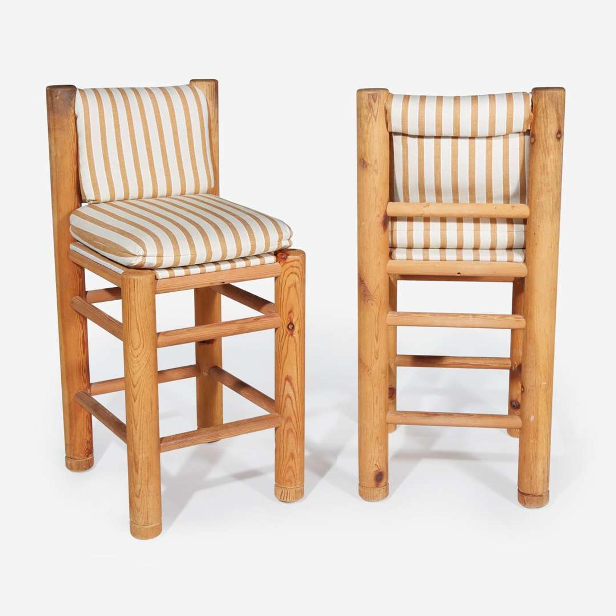 Contemporary A Pair of Upholstered High Stools, circa 1980