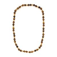 Two Tiger's Eye and Yellow Gold Beaded Necklaces, and One Malachite Beaded Necklace