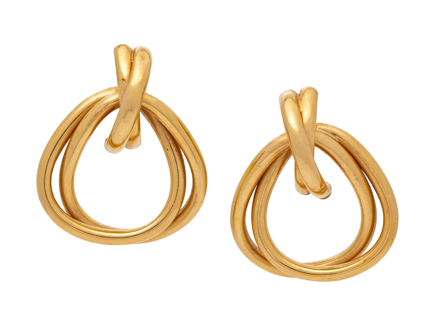 A Pair of 14 Karat Yellow Gold Earrings,
