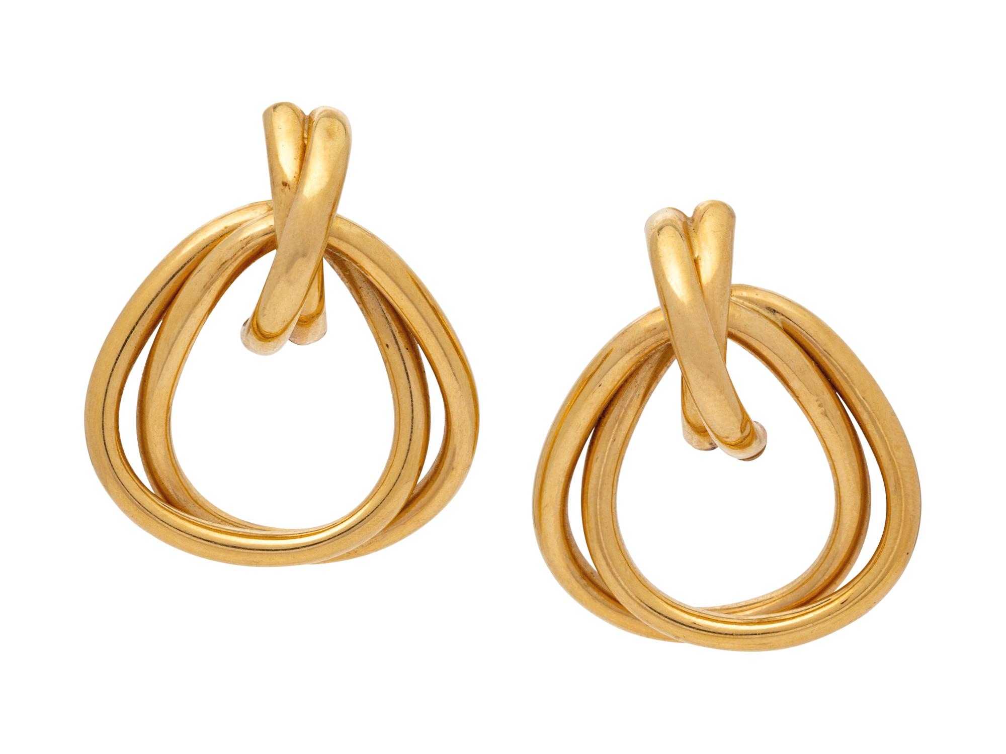A Pair of 14 Karat Yellow Gold Earrings,
