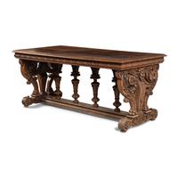A French Renaissance Revival Walnut Library Table