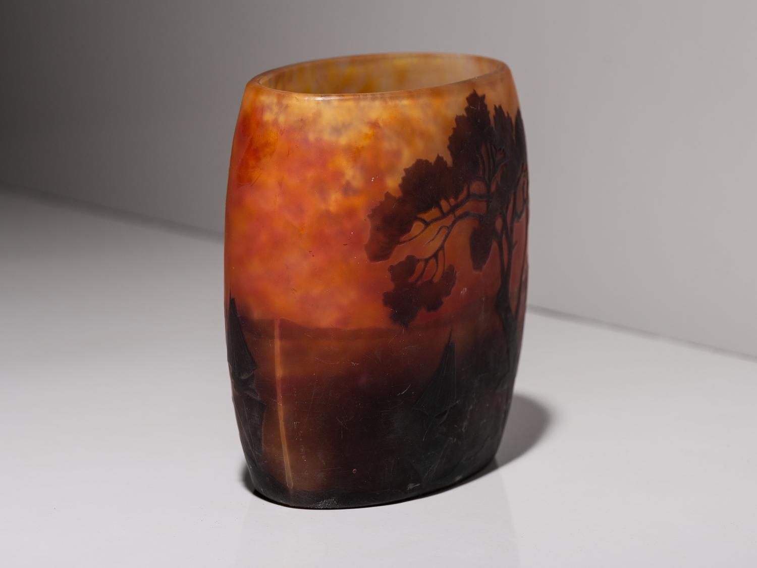 A Daum Cameo Glass Scenic Vase