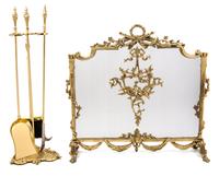 Two Rococo Style Brass Firescreens Height of taller screen 29 1/2 inches. — 20TH CENTURY