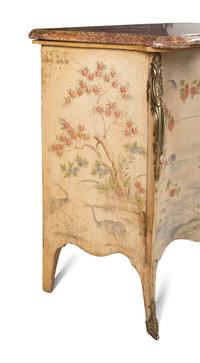A George III Gilt Bronze Mounted Chinoiserie Painted Marble-Top Commode