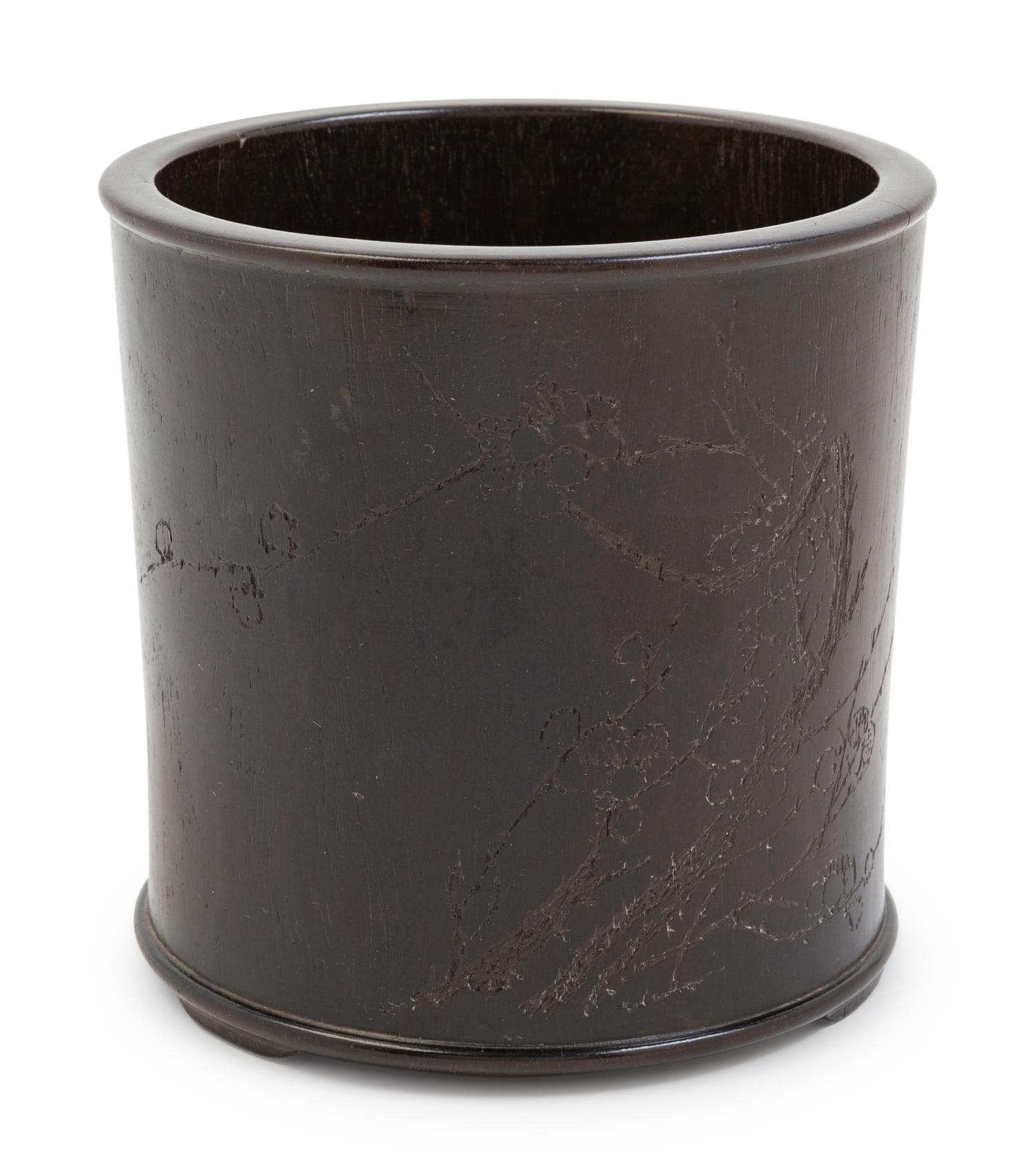 A Chinese Carved Rosewood Brush Pot, Bitong