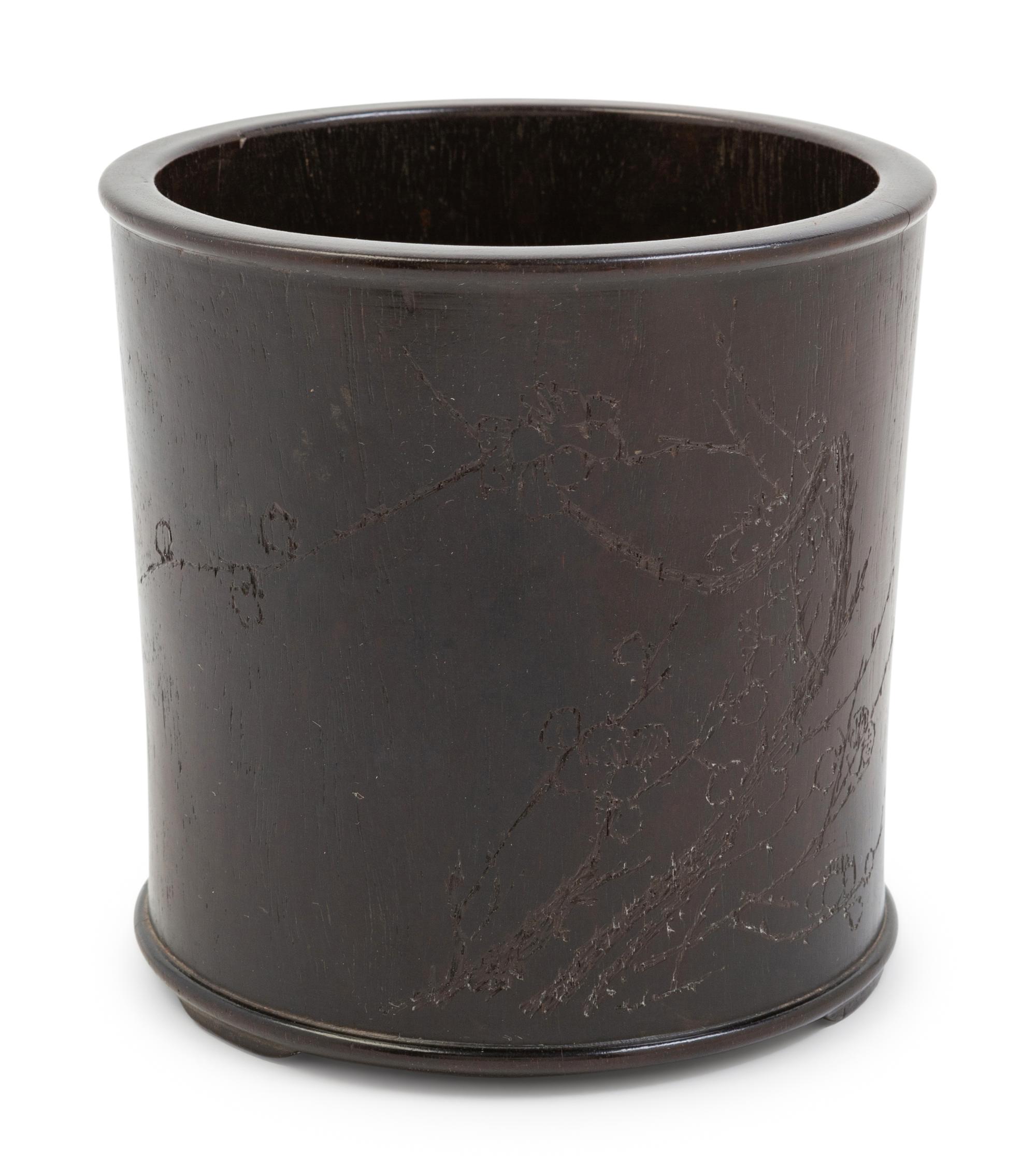 A Chinese Carved Rosewood Brush Pot, Bitong