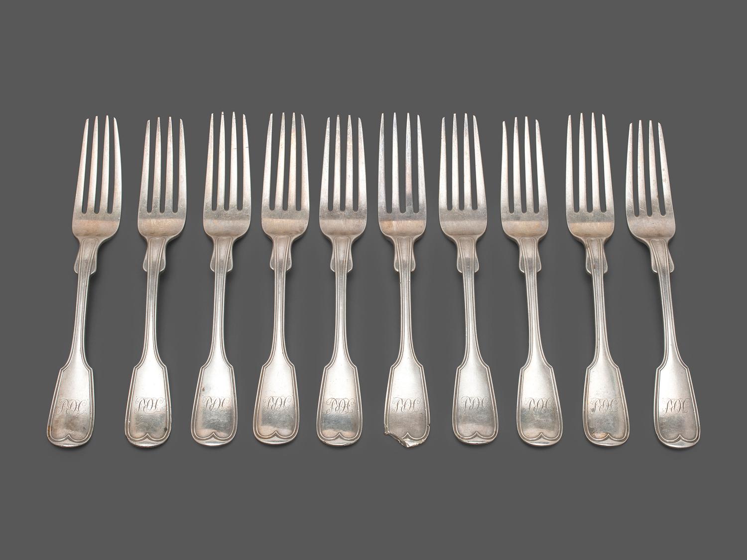 A Collection of Coin Silver Flatware