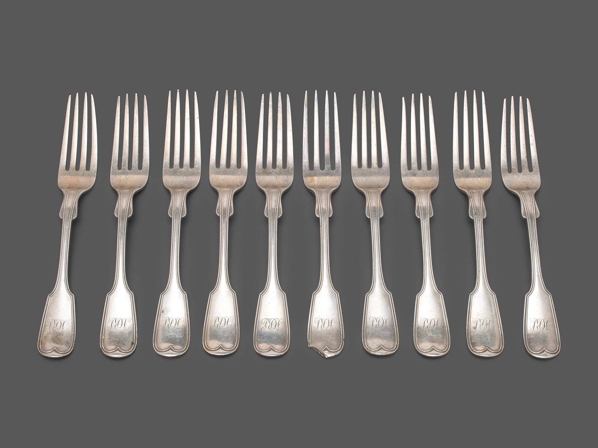 A Collection of Coin Silver Flatware