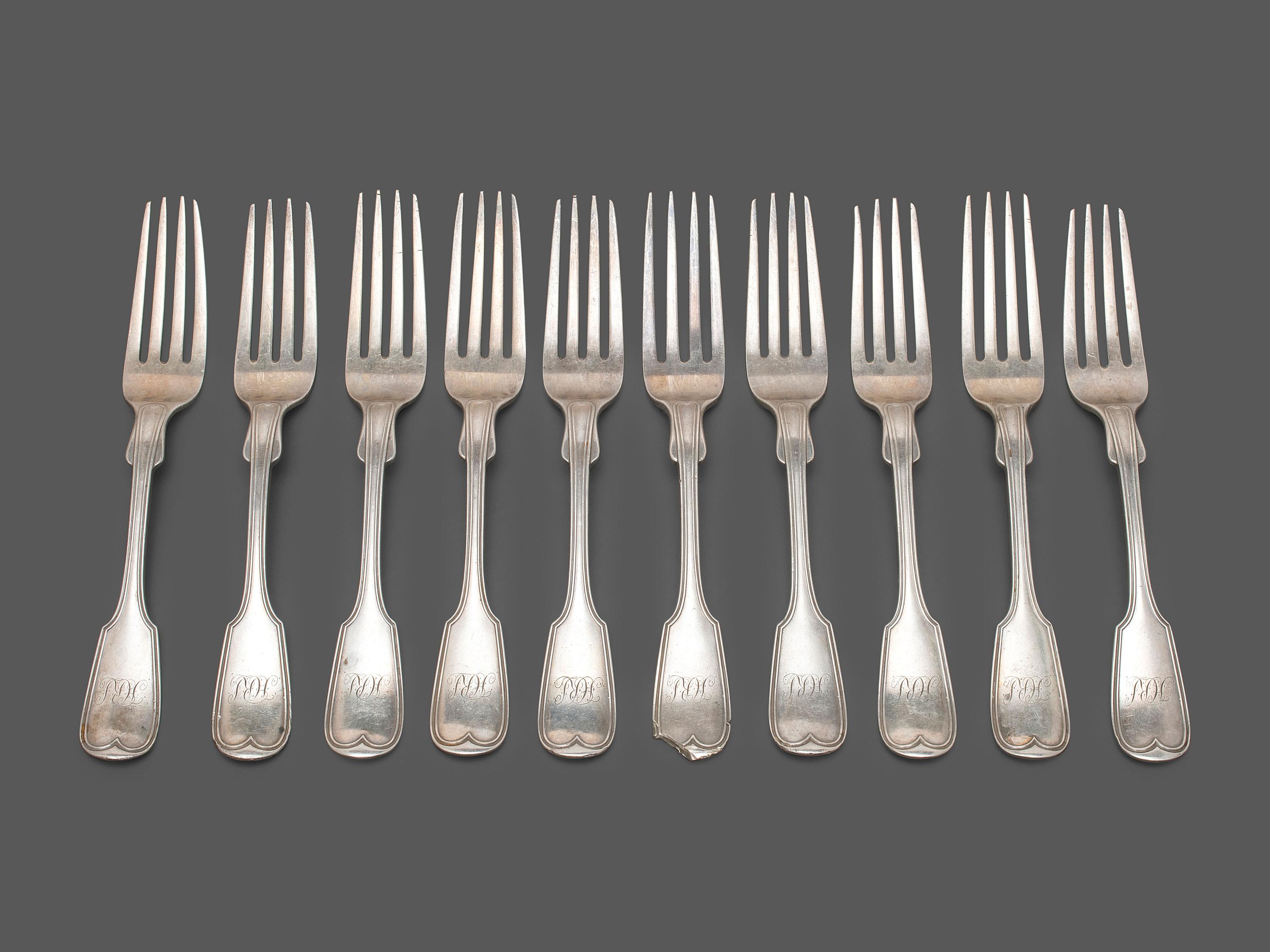 A Collection of Coin Silver Flatware