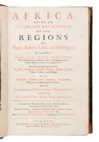 [Travel & Exploration]. Ogilby, John (1600-1676). Africa: Being an Accurate Description of the Regions of Aegypt, Barbary, Lybia, and Billedulgerid . London: Thomas Johnson for the author, 1670.
