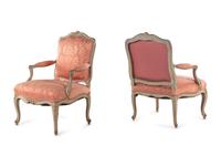A Pair of Louis XV Style Painted Fauteuils