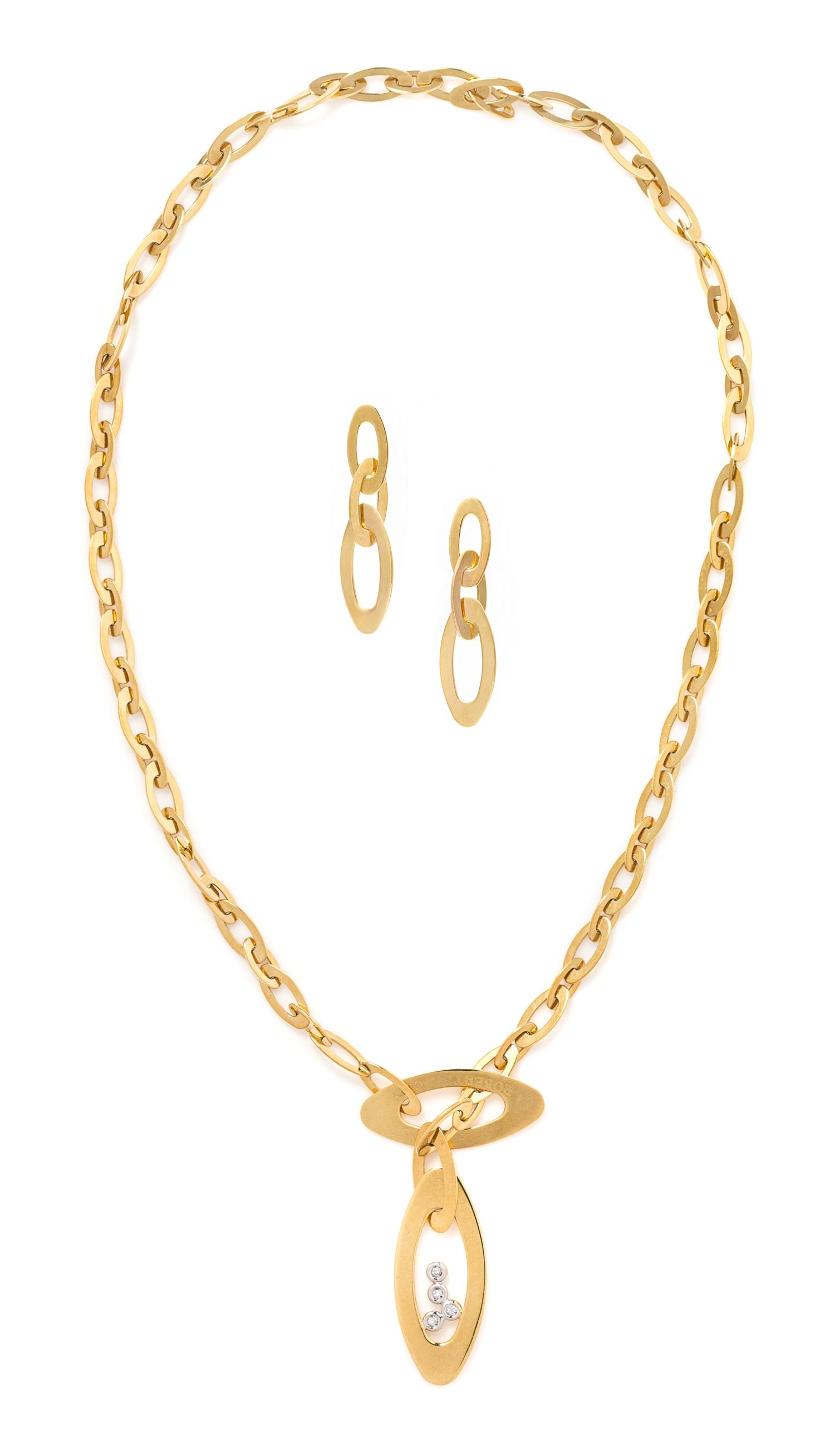 An 18 Karat Yellow Gold and Diamond Demi Parure, Roberto Coin, 24.80 dwts.