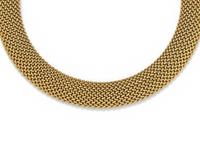 YELLOW GOLD MESH COLLAR NECKLACE