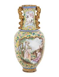 A Peking Enamel on Copper 'European Subject' Vase