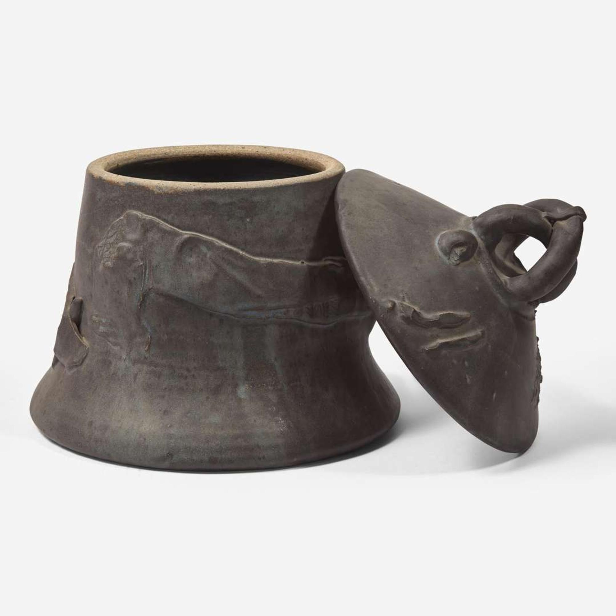 Robert Turner (American, 1913-2005) Ashanti Reduction-Fired Lidded Vessel, USA, circa 1980