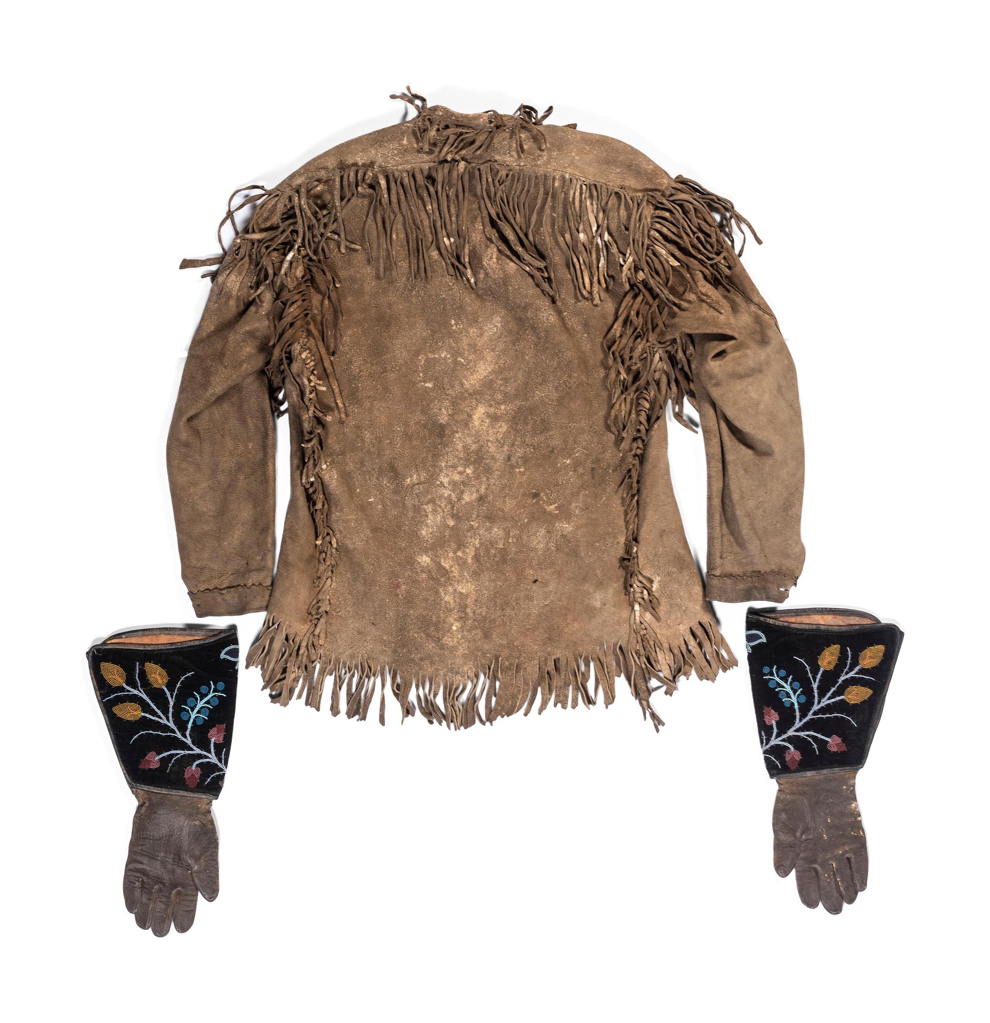 Great Lakes Beaded Hide Shirt and Complementing Gauntlets