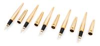 A Group of Five S.T. Dupont Gold-Plated Ellipsis Fountain Pens