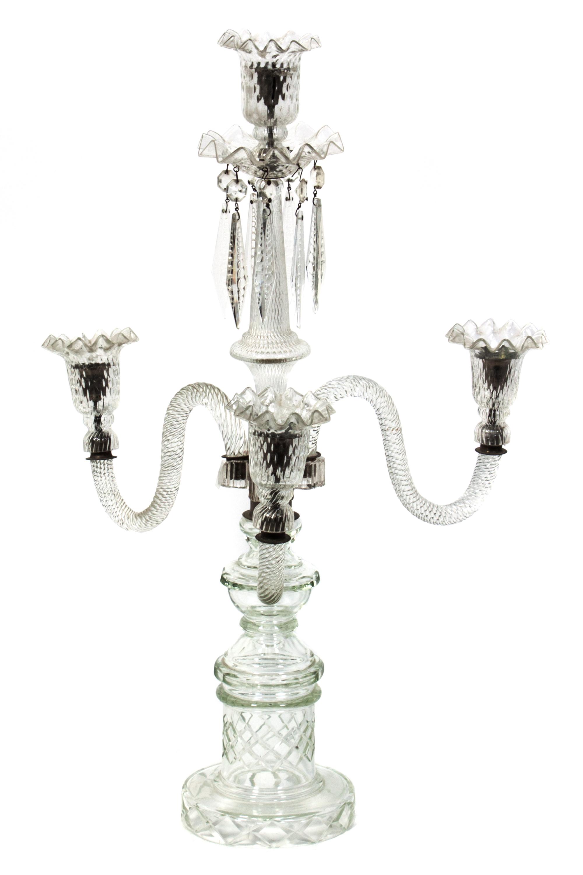 A Victorian Glass Four-Light Candelabrum Height 23 inches. — LATE 19TH CENTURY