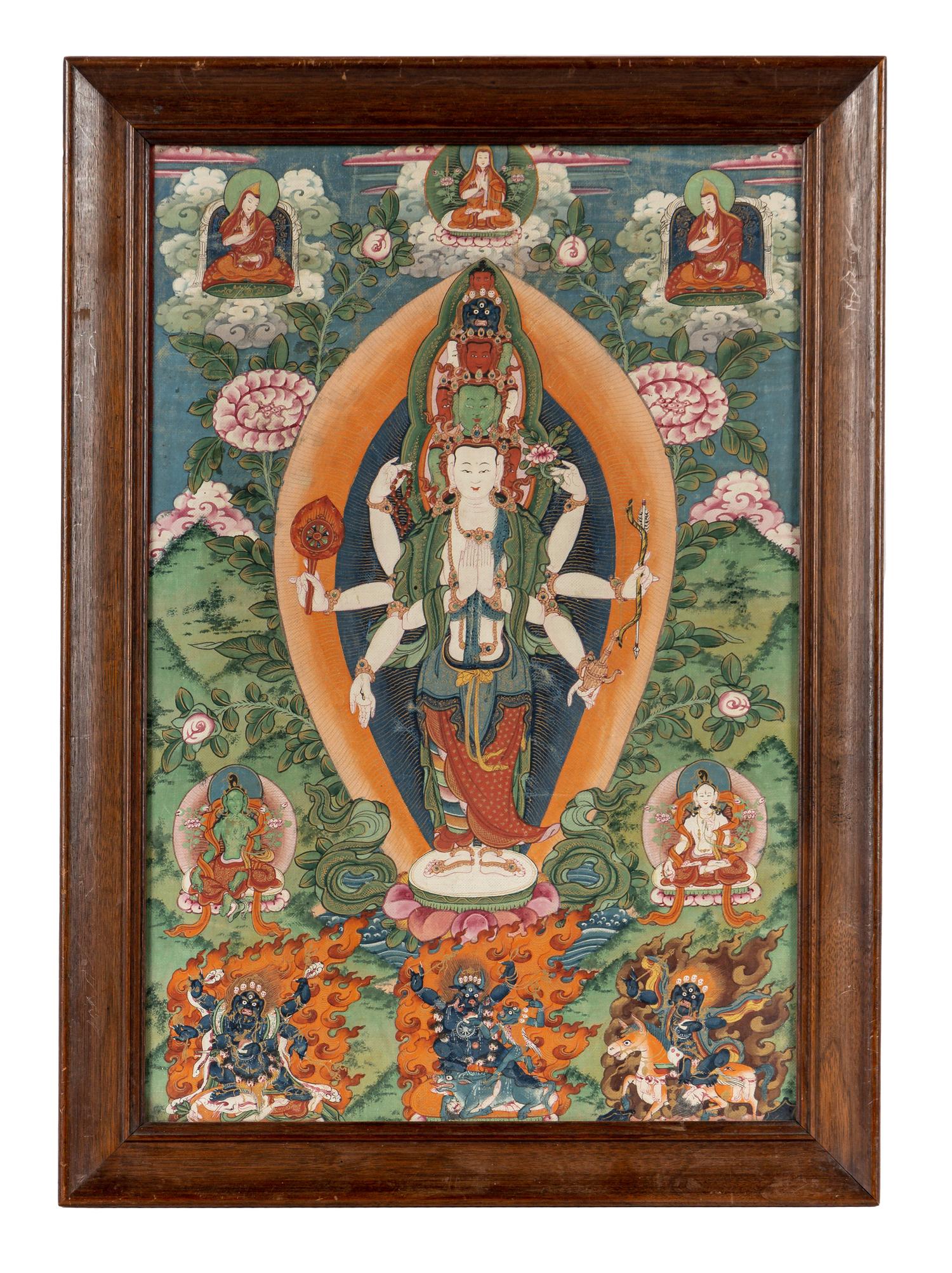 A Tibetan Thangka Depicting Avalokiteshvara