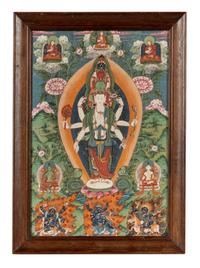A Tibetan Thangka Depicting Avalokiteshvara